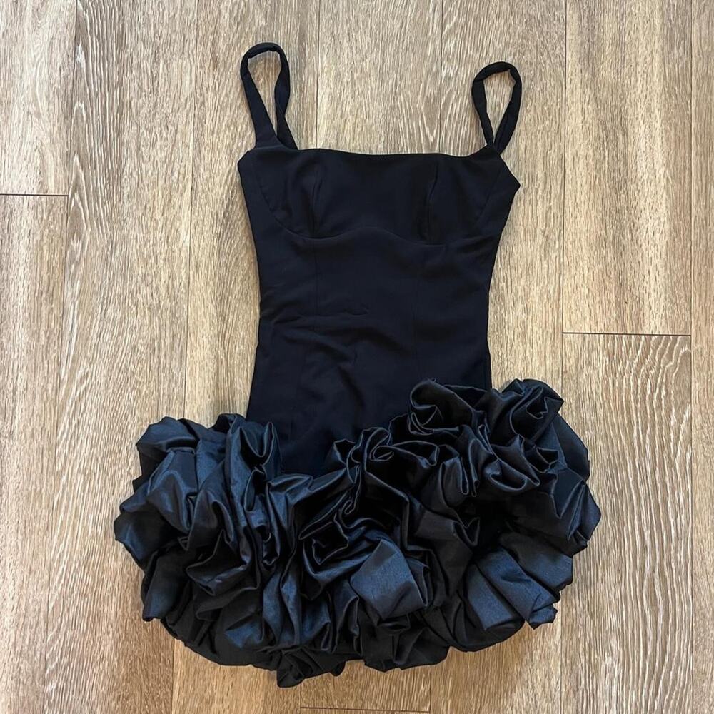 House of CB 'Lilou' Black Ruffle Hem Dress